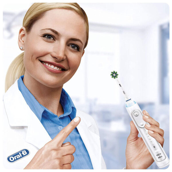 Oral B CrossAction Electric Rechargeable Toothbrush Replacement Refills Heads With CleanMaximiser Technology (8 Pack) - White - Image 4