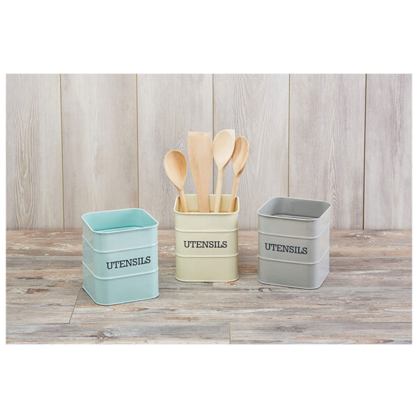 KitchenCraft Living Nostalgia Metal Kitchen Utensil Holder 15 x 16 cm - Antique Cream - Image 5