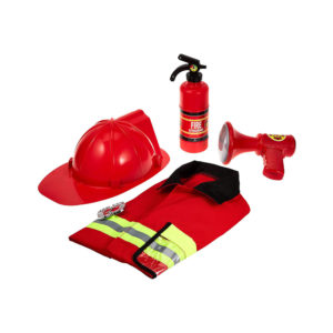 Melissa & Doug Fire Chief Fireman Costume Role Play Fancy Dress Set – 6 Pieces Bright Red That Help Children Play The Part – Multicolor