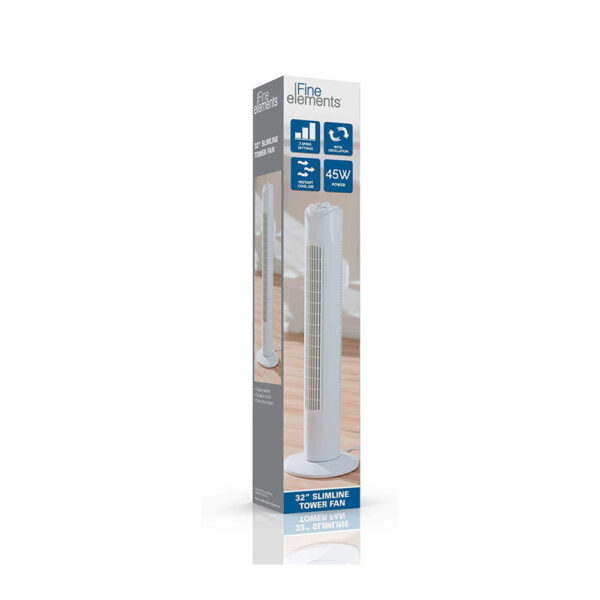 Fine Elements 32 Inch Slimline Tower Fan 3 Speed Settings 45 W - White - Image 6