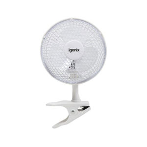 Igenix 6 Inch Portable Clip Fan Two Speed Settings 15 W – White