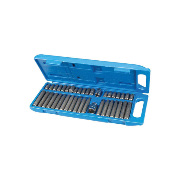 Silverline 40 Pc Torx Star Spline Hex Allen Socket Bit Set 3/8 Inch & 1/2 Drive