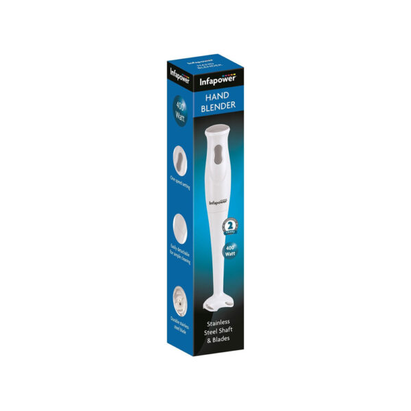 Infapower Hand Blender Plastic Stainless Steel Shaft And Blade 400 W - White - Image 2