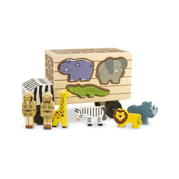 Melissa & Doug Animal Rescue Shape Sorting Truck Wooden Toy Play Set - 7 Animals And 2 Play Figures - Multicolor - Image 2