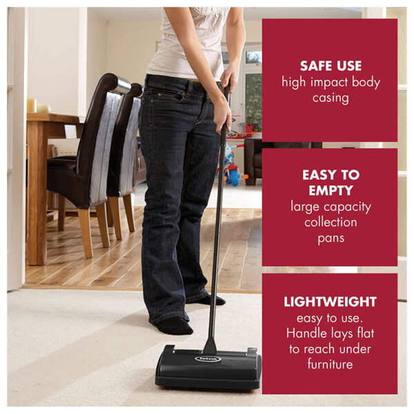 Ewbank Light Weight Handy Manual Speed Sweep Carpet Sweeper Cleaner Black - Image 7