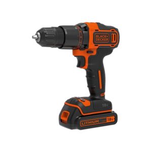 Black & Decker 18V Cordless 2 Gear Hammer Drill With 1.5 Ah Lithium-Ion Battery And 400mA Charger With Kitbox – Orange/Black
