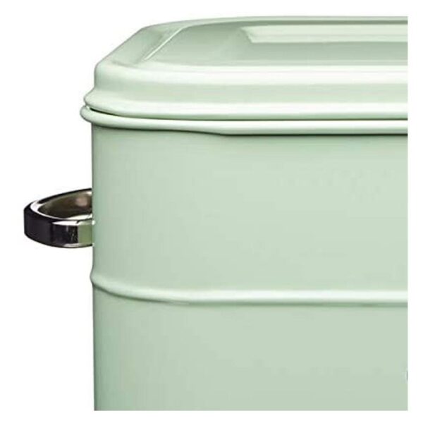 KitchenCraft Living Nostalgia Large Metal Bread Bin, 34 x 21.5 x 25 cm In Sage Green - Image 3