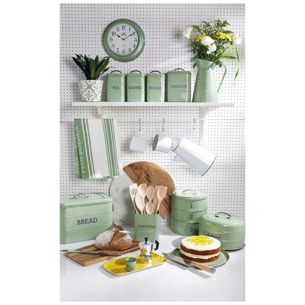KitchenCraft Living Nostalgia Large Metal Bread Bin, 34 x 21.5 x 25 cm In Sage Green - Image 5