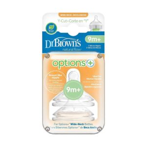 Dr Brown Natural Flow Options + Y Cut Wide Neck Teats – Twin Pack