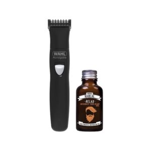 Wahl Beard Trimmer And Beard Oil Gift Set With Attachments – Black