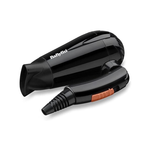 Babyliss Travel 2000 W Hair Dryer Lightweight Compact Small With Folding Handle - Black - Image 2