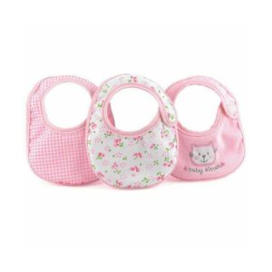 Dolls World 3 Baby Bibs With Velcro Fastening For Easy Fitting – Pink