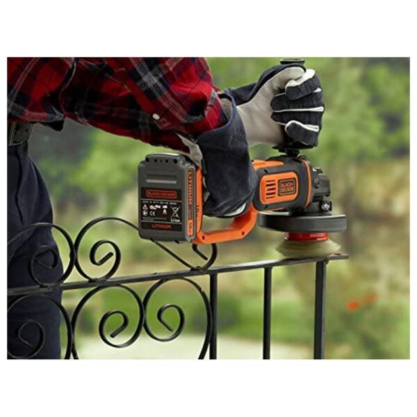 Black & Decker 18V Lithium-Ion Cordless Angle Grinder 125 mm 230V Bare Unit - Orange/Black - Image 4