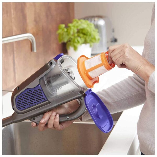 Black & Decker 18V Lithium-ion Cordless PET Dustbuster Handheld Vacuum with Charging Base And Pet Extension - Grey/Blue - Image 5