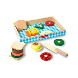 Melissa & Doug Sandwich-Making Set (Wooden Play Food, Wooden Storage Tray, High-Quality Materials, 16 Pieces)