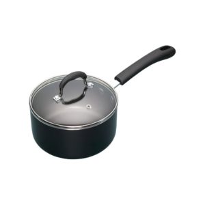 KitchenCraft Master Class Aluminum Non-Stick Enamel Saucepan With Lid 18 cm 2 Litres – Black