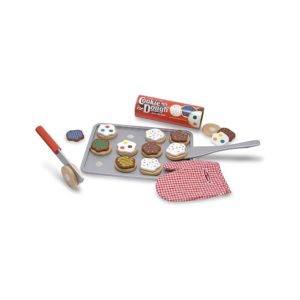 Melissa & Doug Slice And Bake Wooden Cookie Play Food Set – 30 Pieces Pretend Play Colorful Wooden Play Food Set – Multicolor