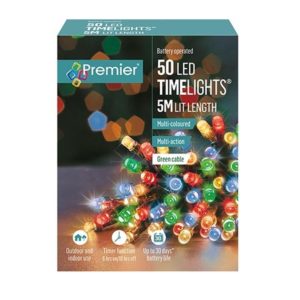 Premier Christmas Multi Action Battery Operated 50 LED Lights With Timer – Multicolor