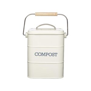 KitchenCraft Living Nostalgia Metal Kitchen Compost Bin 3 Litres – Antique Cream