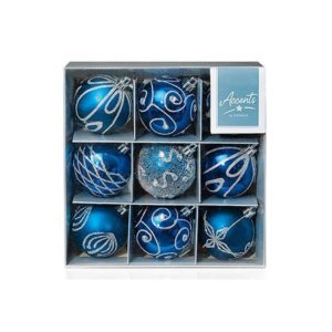 Premier Christmas Tree Decorated Baubles Balls 60mm Set of 9 – Midnight Blue
