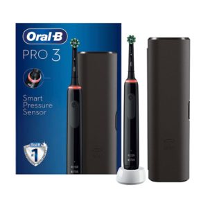 Oral B Pro 3 3500 Electric Rechargeable Toothbrush with Visible Pressure Sensor And Travel Case – Black