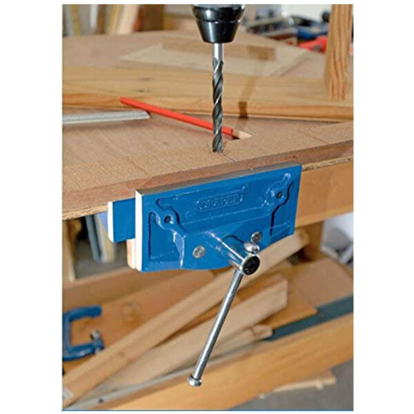 Draper 150mm Woodworking Universal Bench Vice Alloy Steel Cast Iron - Blue - Image 2