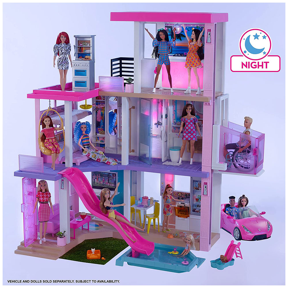 Barbie Dream House Doll house with Pool, Slide & Elevator : : Toys  & Games