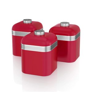 Swan Set of 3 Retro Storage Canisters, Red