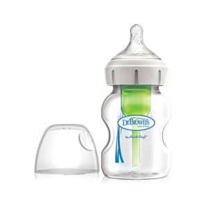 Dr Brown Natural Flow Options+ Anti-Colic Glass Wide-Neck Baby Bottle 150 ml/5 oz