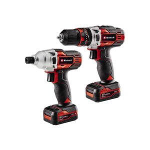 Einhell TE-TK 12 LI 12V Cordless Impact Driver + Cordless Impact Drill Kit 2x 2.0 Ah Battery – Black And Red