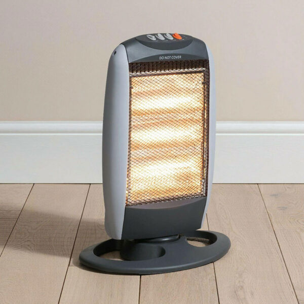 Daewoo Instant Heat Halogen Heater  3-Bar Wide Angle 1200W Oscillating Function - Grey - Image 2