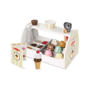 Melissa & Doug Wooden Scoop & Serve Ice Cream Counter Play Toy Set 28 Pcs