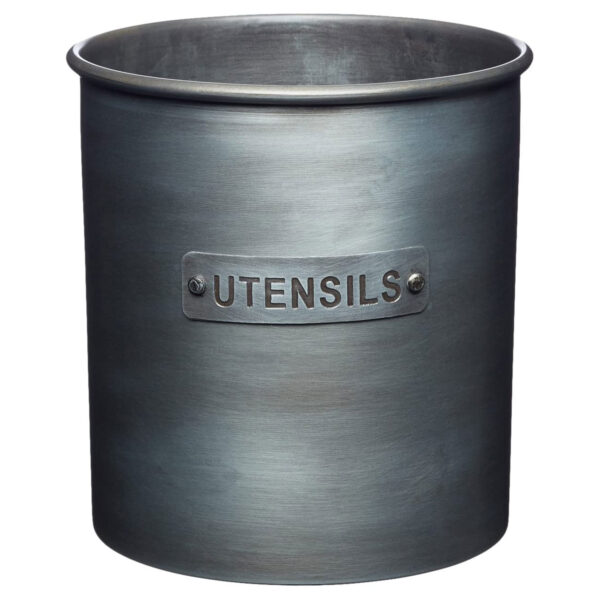 KitchenCraft Industrial Kitchen Vintage-Style Metal Utensil Holder 13.5 x 14.5 cm (5.5” x 5.5”) - Grey - Image 2