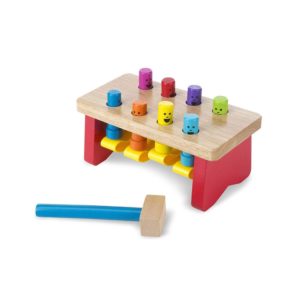 Melissa & Doug Deluxe Pounding Bench Toddler Toy – The Original Wooden Kids Toy with Mallet – Multicolour
