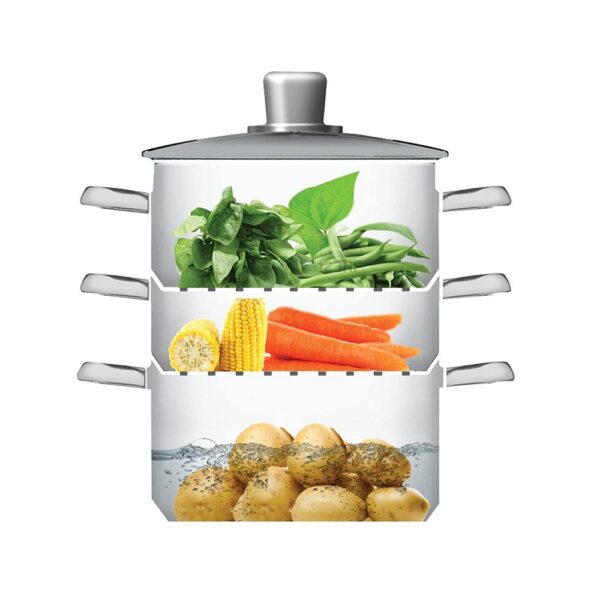 Kitchen Craft 3 Tier Food Steamer Pan/Stock Pot Stainless Steel 16cm - Image 5