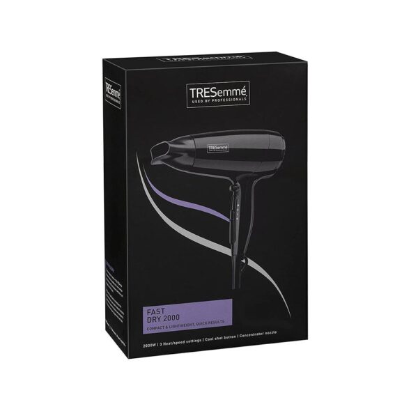Tresemme Fast Dry 2000 Compact And Lightweight Hair Dryer 3 Heat/Speed Setting 2000 W - Black - Image 3