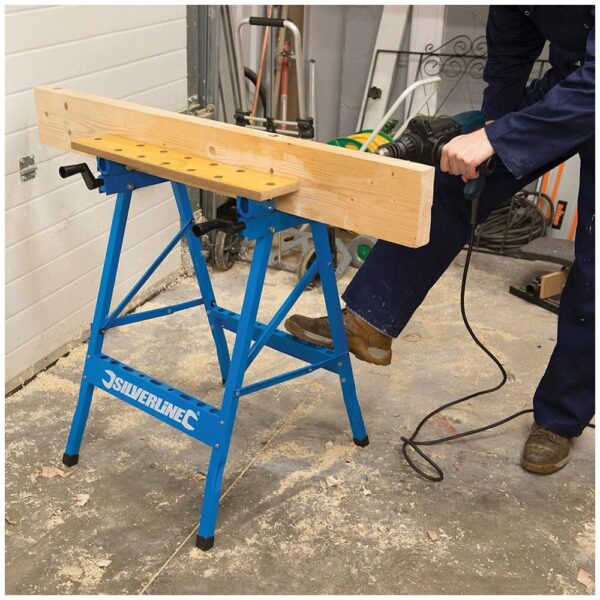 Silverline Heavy Duty Flip Top Workbench 150kg - Blue - Image 5
