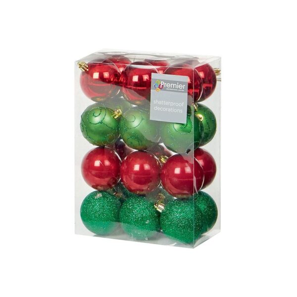 Premier Shatterproof Christmas Tree Baubles Red Green BuysBest