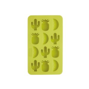 KitchenCraft BarCraft Novelty Silicone Ice Cube Tray With Tropical Shapes – Green