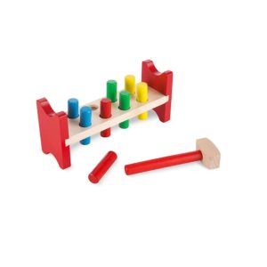 Melissa & Doug Pound-A-Peg Classic Toy Deluxe Pounding Bench Toy With a Twist – Multicolor