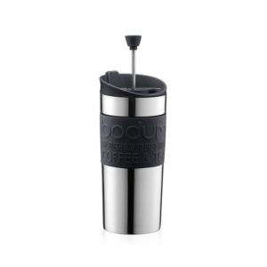 Bodum Travel French Press Coffee Maker Stainless Steel 0.35 Liters – Black
