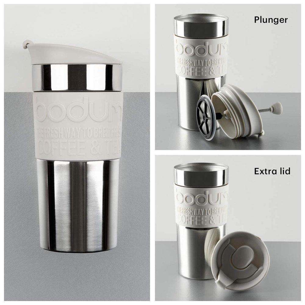 Bodum Travel French Press Coffee Maker Stainless Steel 0.35 Liters