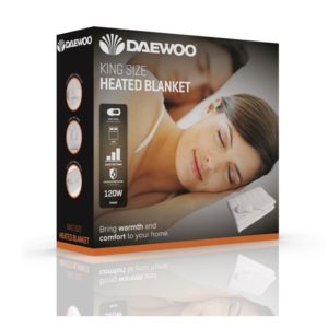 Daewoo Electric Heated Blanket Thermostat Control With 3 Heat Settings 1200 W 142cm x 150 cm – King Size