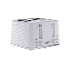 Daewoo Argyle 4 Slice Toaster With Reheat Cancel And Defrost Functions 1600 W – White