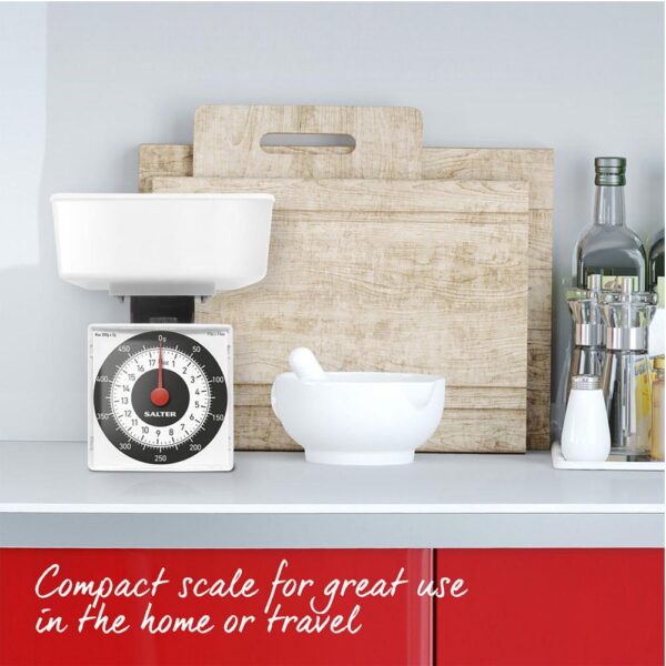 Salter Dietary Mechanical Kitchen Scales Travel Size 500g Capacity - White - Image 5