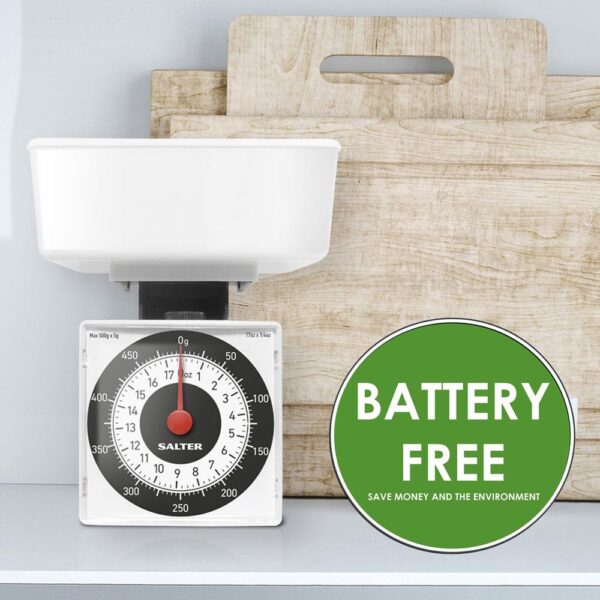 Salter Dietary Mechanical Kitchen Scales Travel Size 500g Capacity - White - Image 2