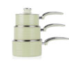 Swan Retro Non Stick Saucepans And Frying Pans 5 Piece Set With Glass Lid - Green - Image 2
