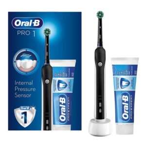 Oral B Pro 1-650 Electric Toothbrush with 1 Bonus Pro Expert Professional Protection Toothpaste – Black