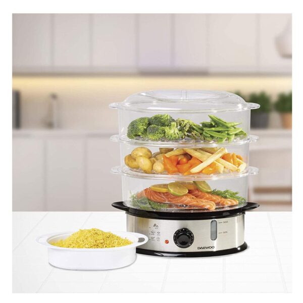 Daewoo 9L Three-Tier Food Rice Meat Vegetable Steamer Cooker Kitchen - Image 6