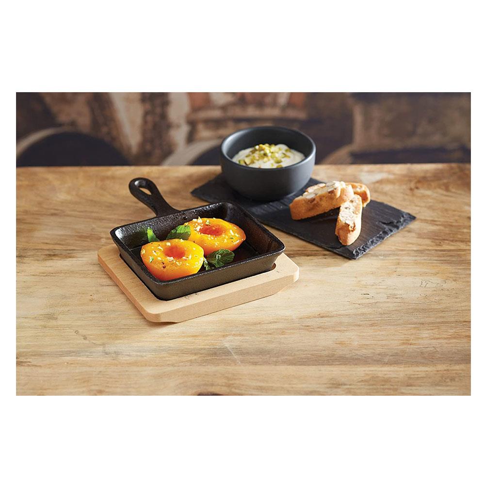 KitchenCraft Artesa Mini Cast Iron Skillet Pan with Serving Board 12.5